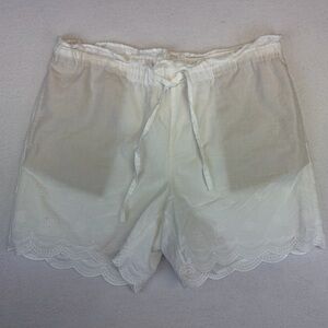 Talbots Women’s EYELET TIE WAIST PAPERBAG SHORTS Small Petite Cotton Beach